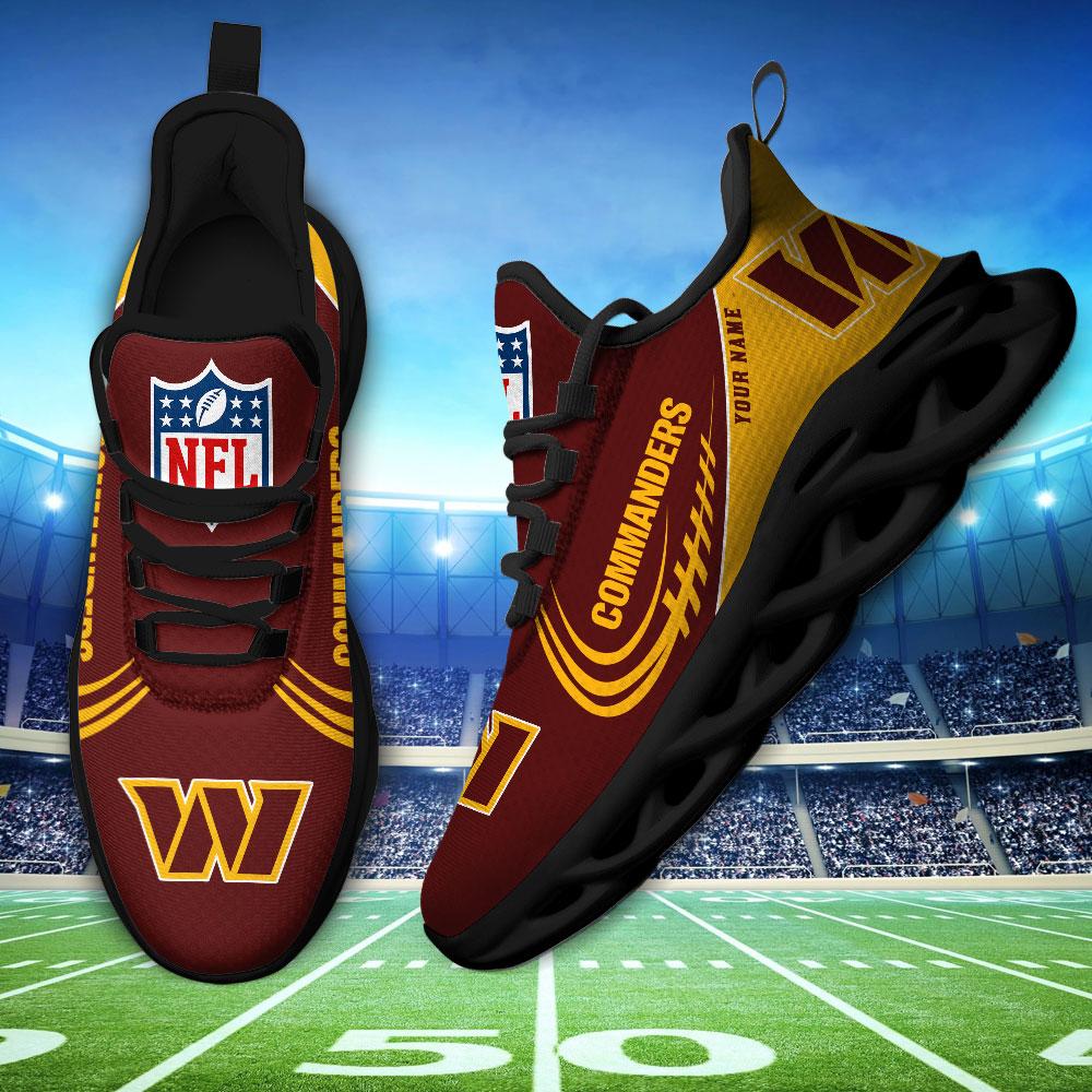 Washington Commanders Black Max Soul Shoes 2025 Versions Custom Name 630