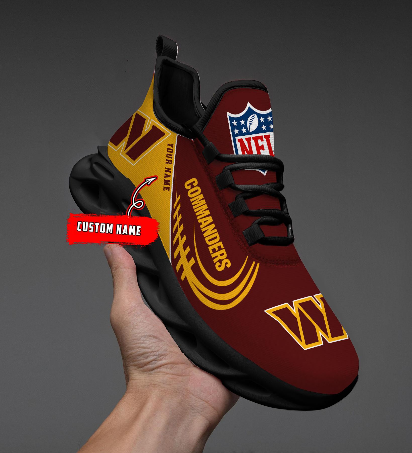 Washington Commanders Black Max Soul Shoes 2025 Versions Custom Name 630