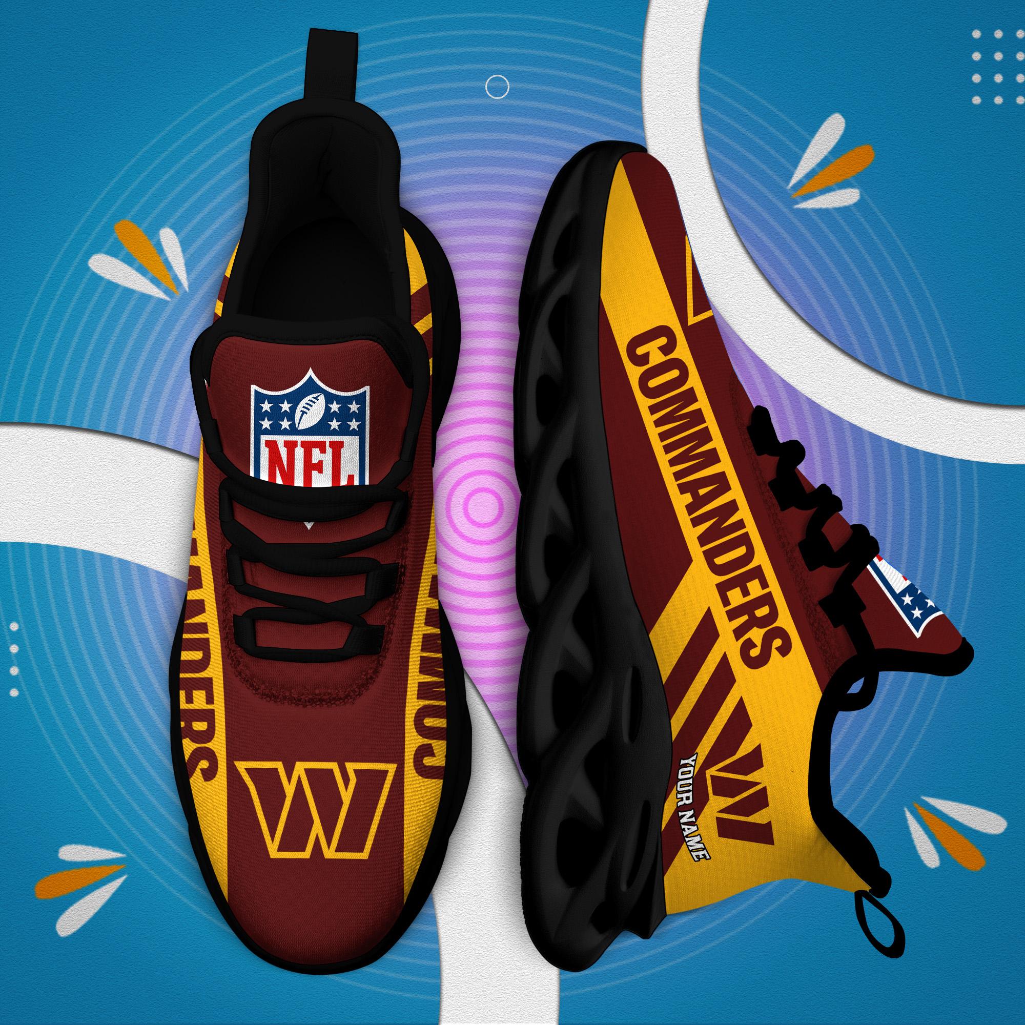Washington Commanders Black Max Soul Shoes 2025 Versions Custom Name 635