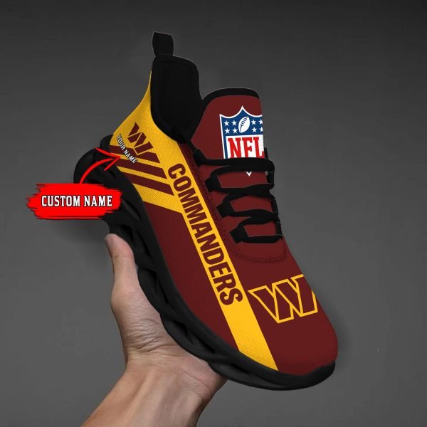 Washington Commanders Black Max Soul Shoes 2025 Versions Custom Name 635