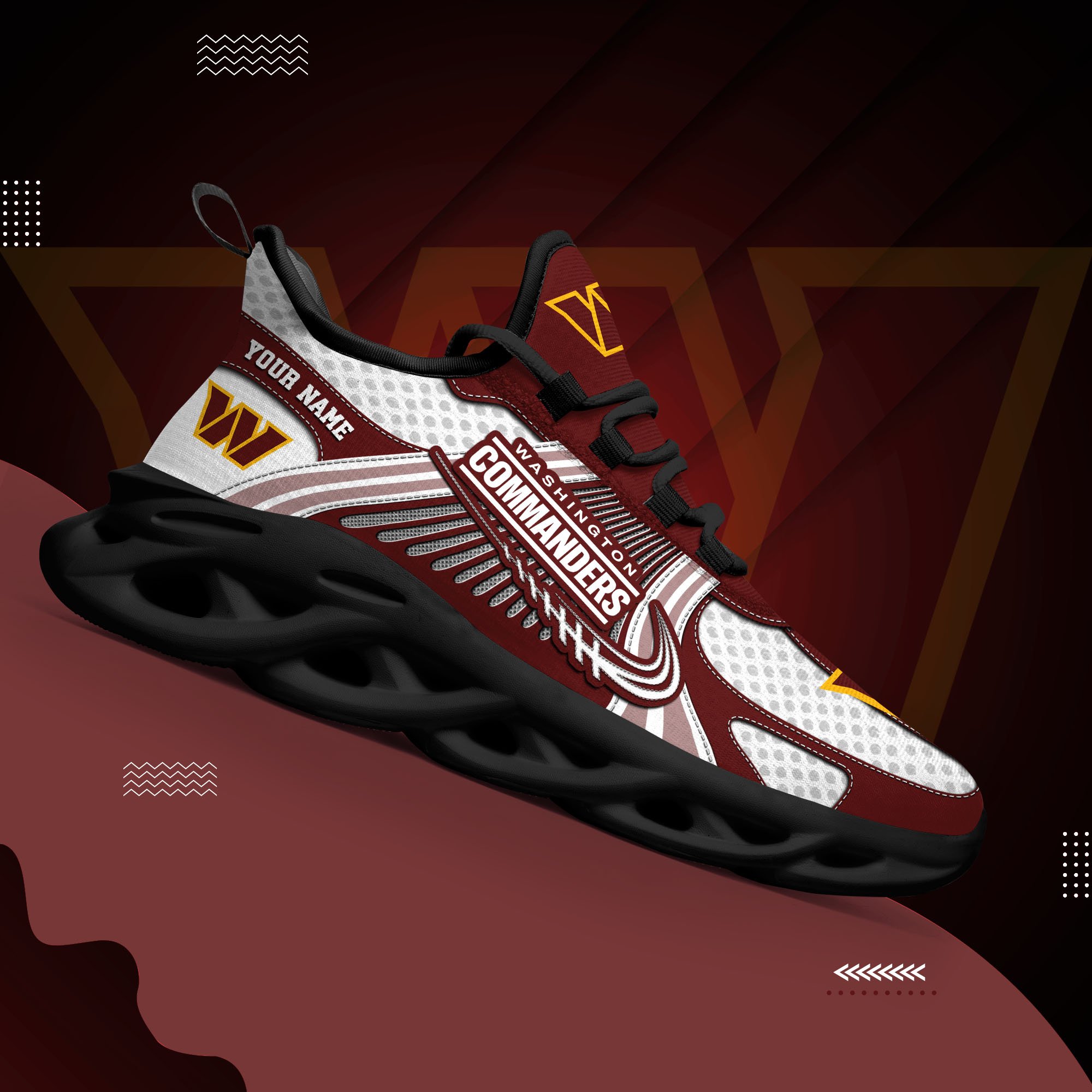 Washington Commanders Clunky Sneakers Custom Your Name, Sport Sneakers For Fans, Gifts For Sport Lovers, Gift For Dad