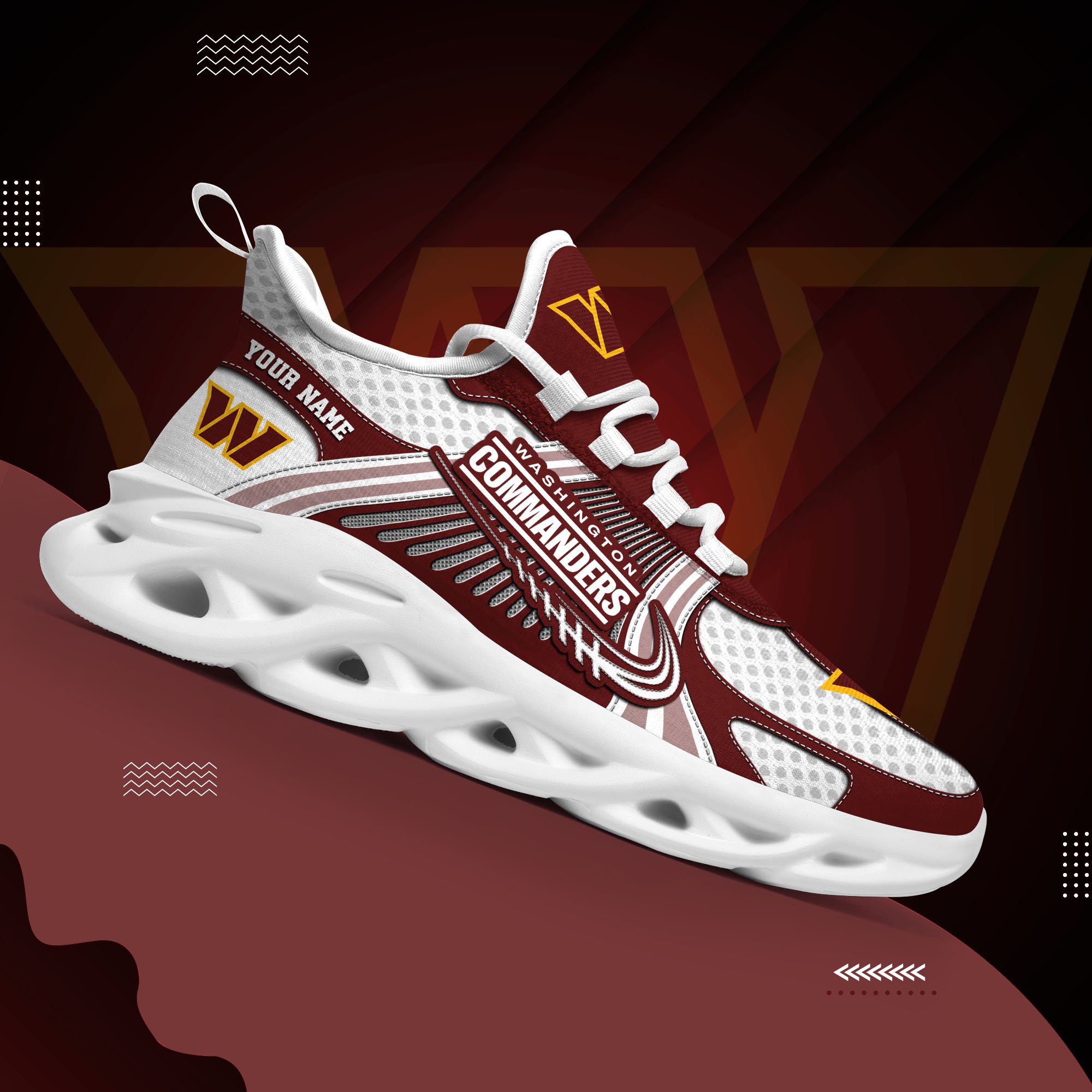 Washington Commanders Clunky Sneakers Custom Your Name, Sport Sneakers For Fans, Gifts For Sport Lovers, Gift For Dad