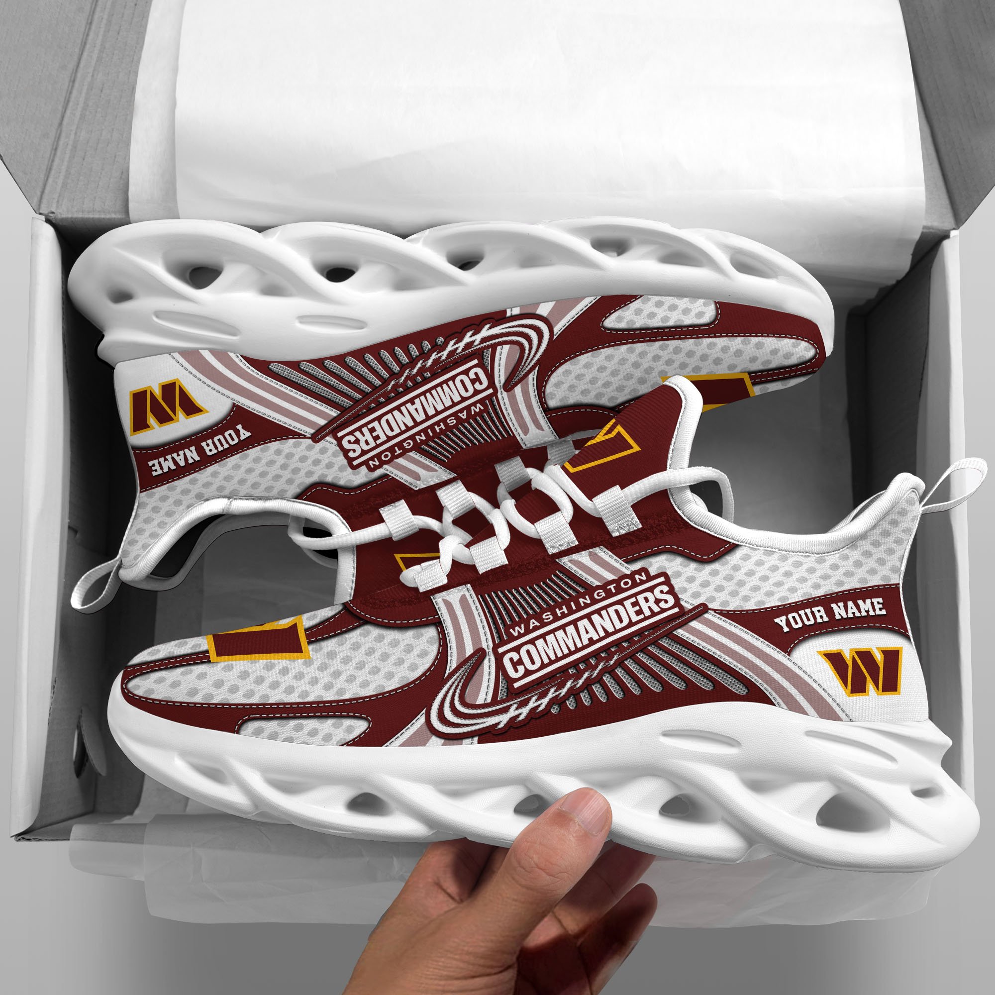 Washington Commanders Clunky Sneakers Custom Your Name, Sport Sneakers For Fans, Gifts For Sport Lovers, Gift For Dad