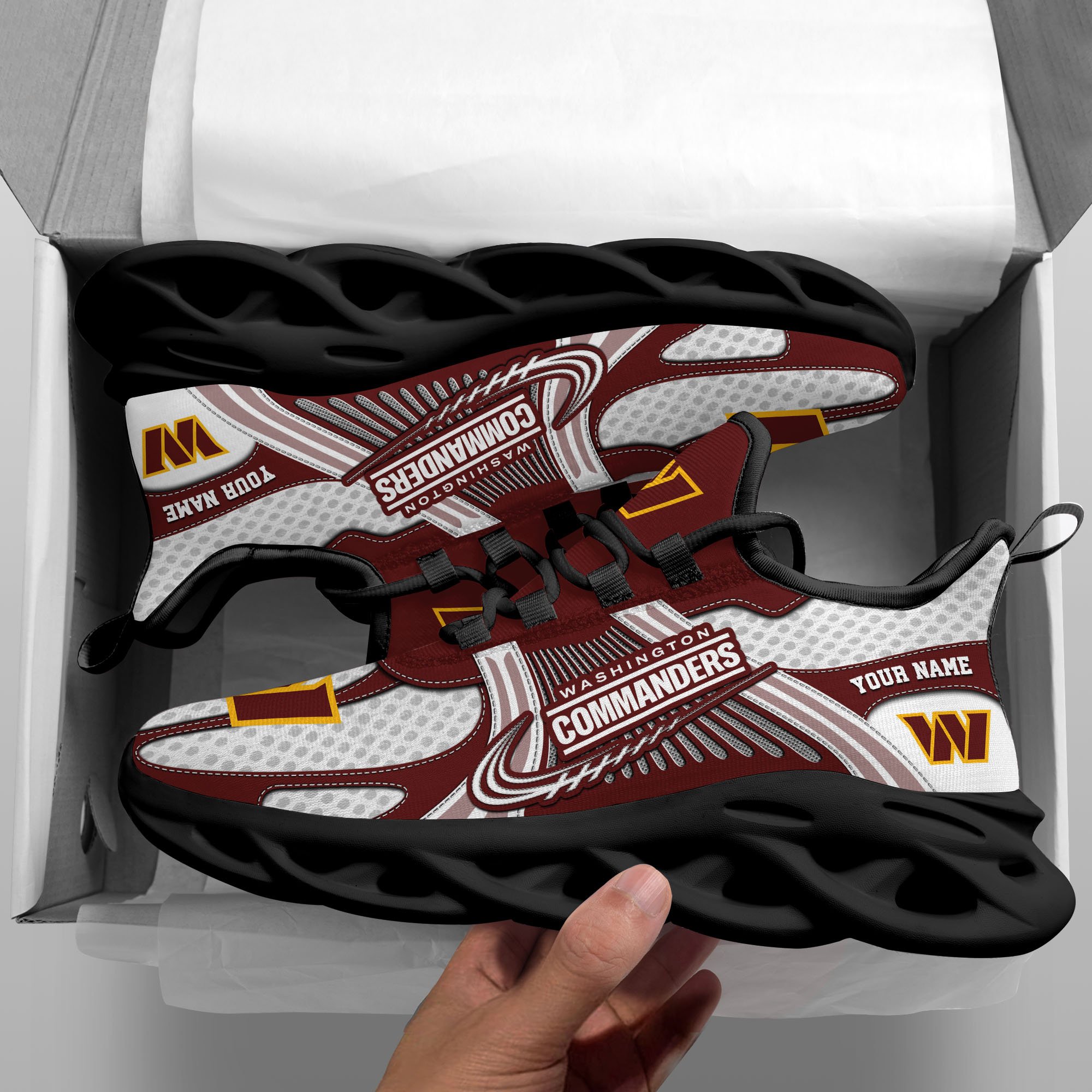 Washington Commanders Clunky Sneakers Custom Your Name, Sport Sneakers For Fans, Gifts For Sport Lovers, Gift For Dad