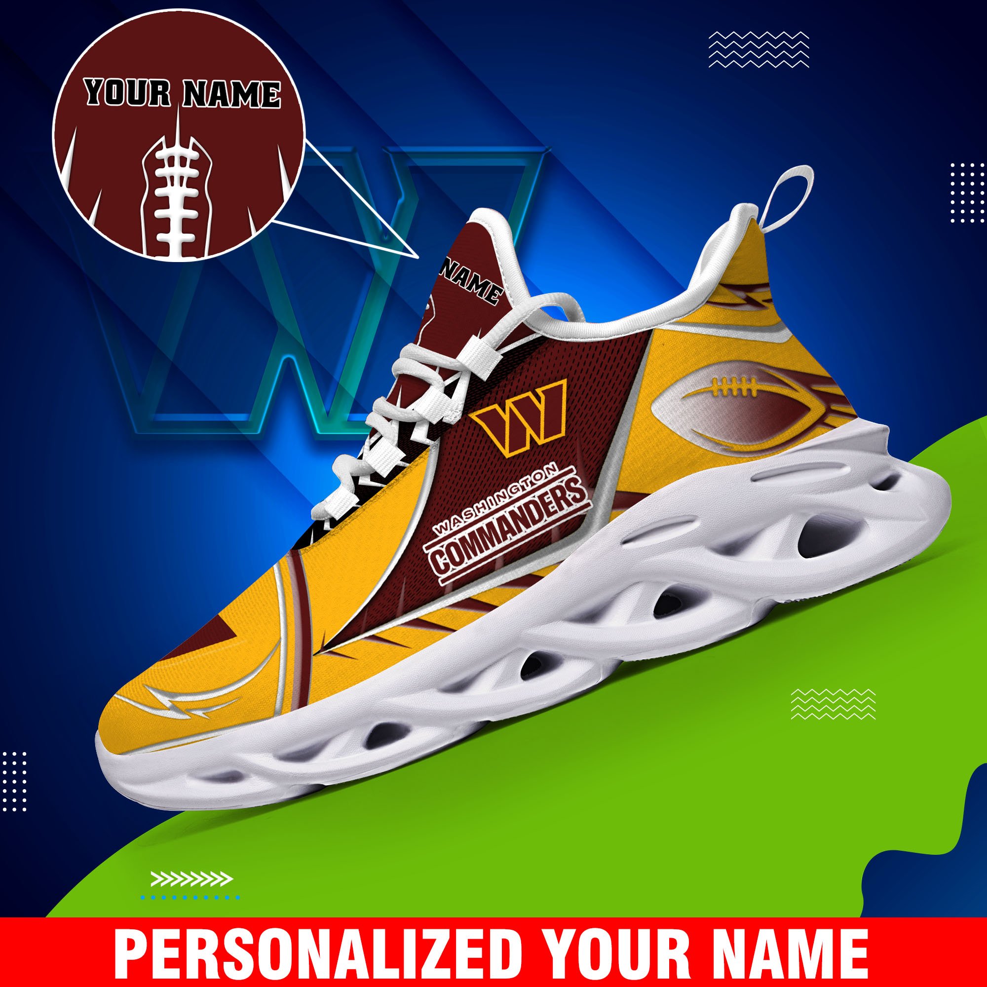 Washington Commanders Sport White C Sneakers 2025 Version Personalized Your Name 528