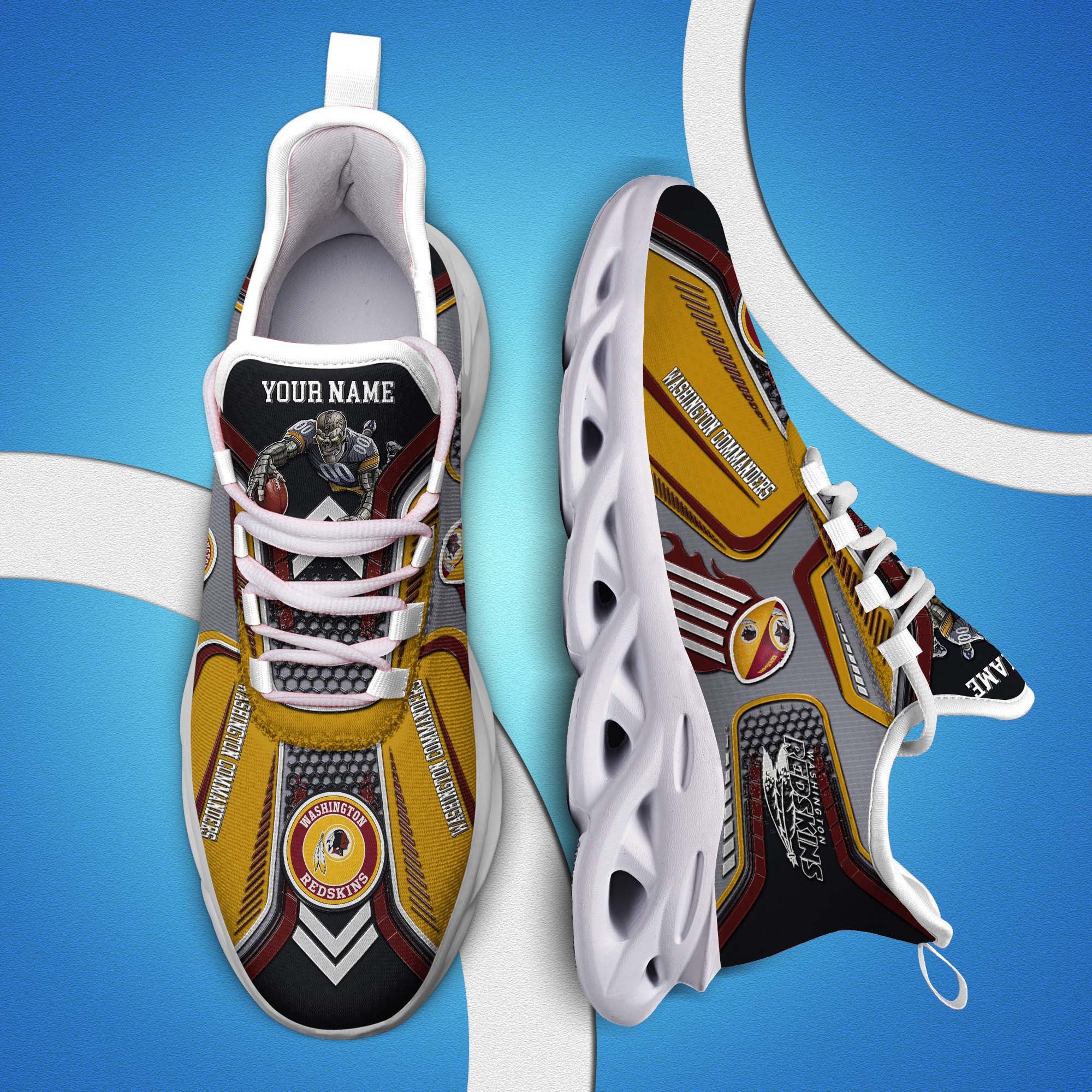 Washington Commanders White C Sneakers 2025 Version Personalized Your Name, Sport Sneakers , Sport Gifts PH605