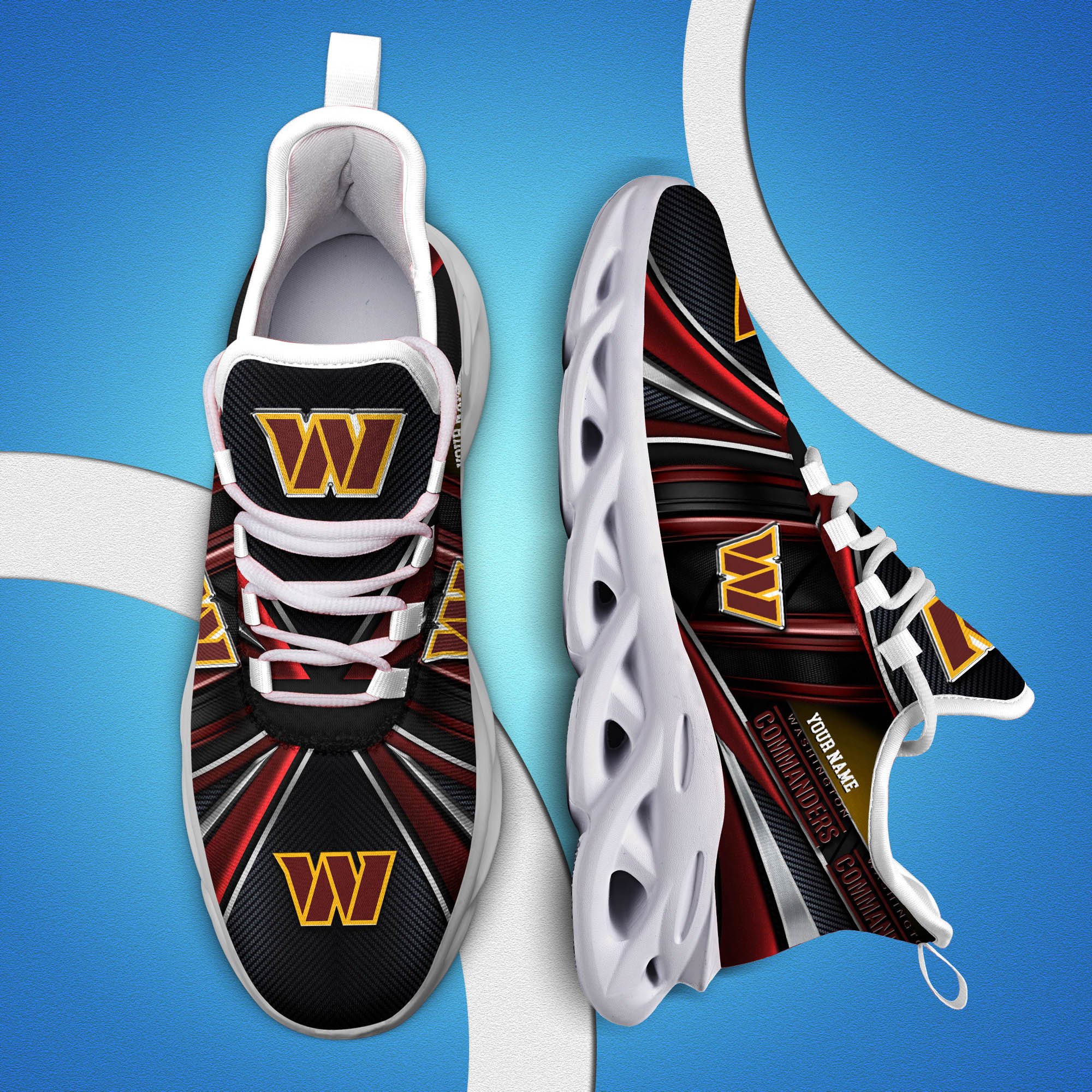Washington Commanders White C Sneakers 2025 Version Personalized Your Name, Sport Team Sneakers, Sport Gifts PH892