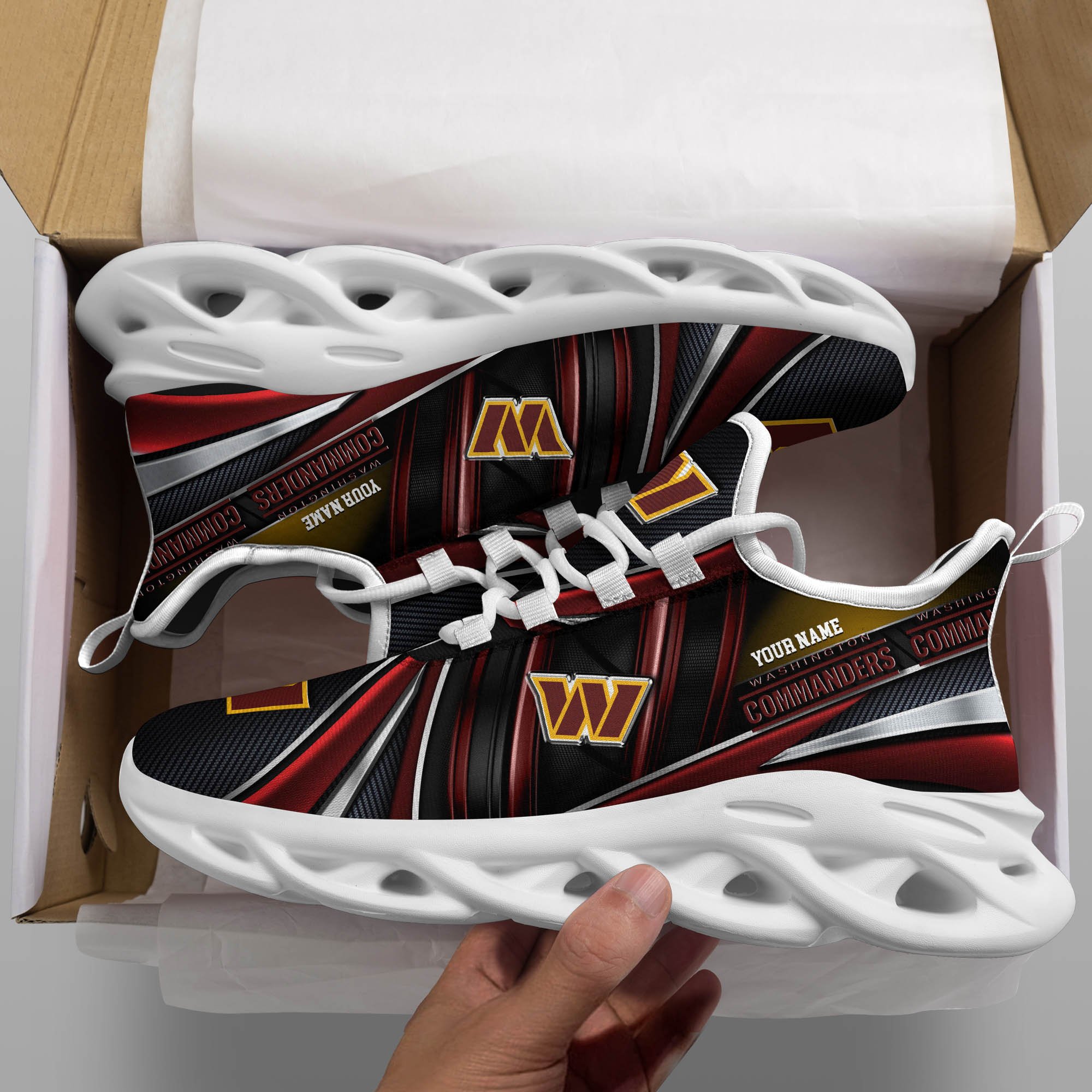 Washington Commanders White C Sneakers 2025 Version Personalized Your Name, Sport Team Sneakers, Sport Gifts PH892