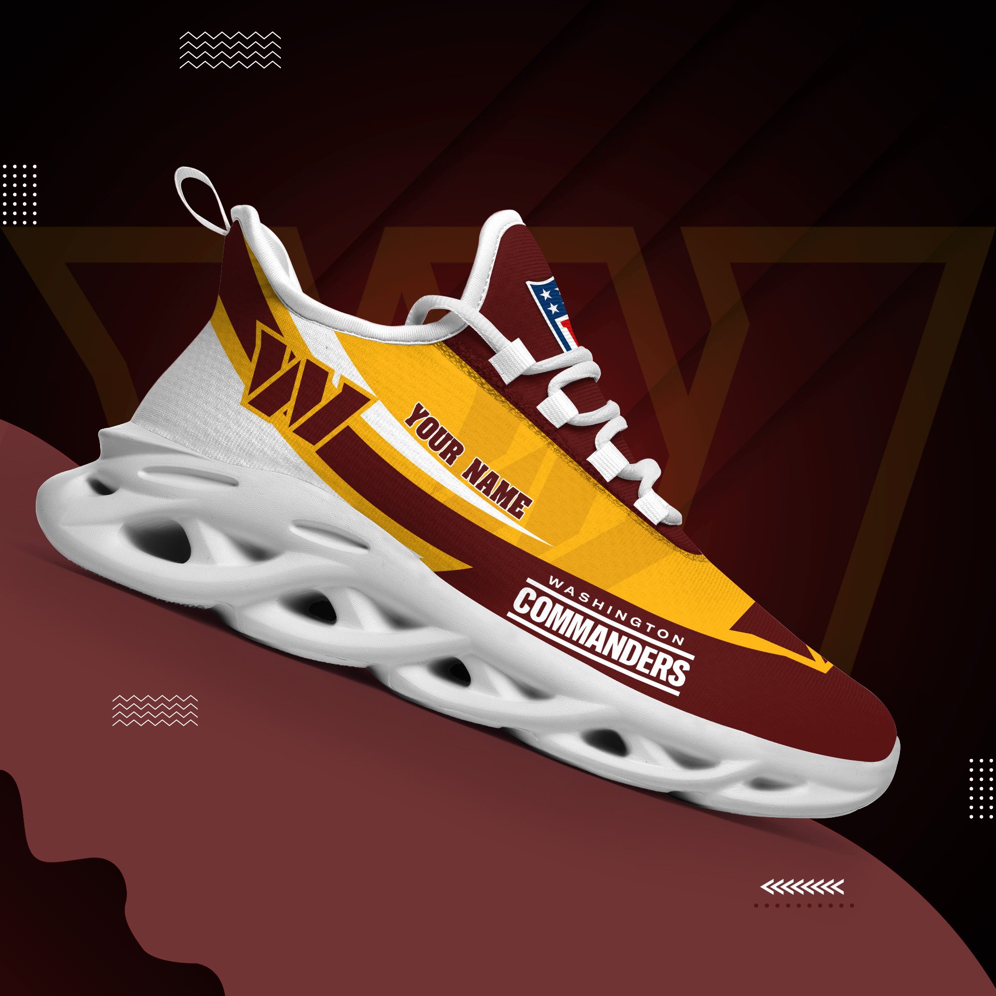 Washington Commanders White Max Soul Shoes 2025 Versions Custom Your Name, Sports Gift For Fan, Sport Gifts PH410