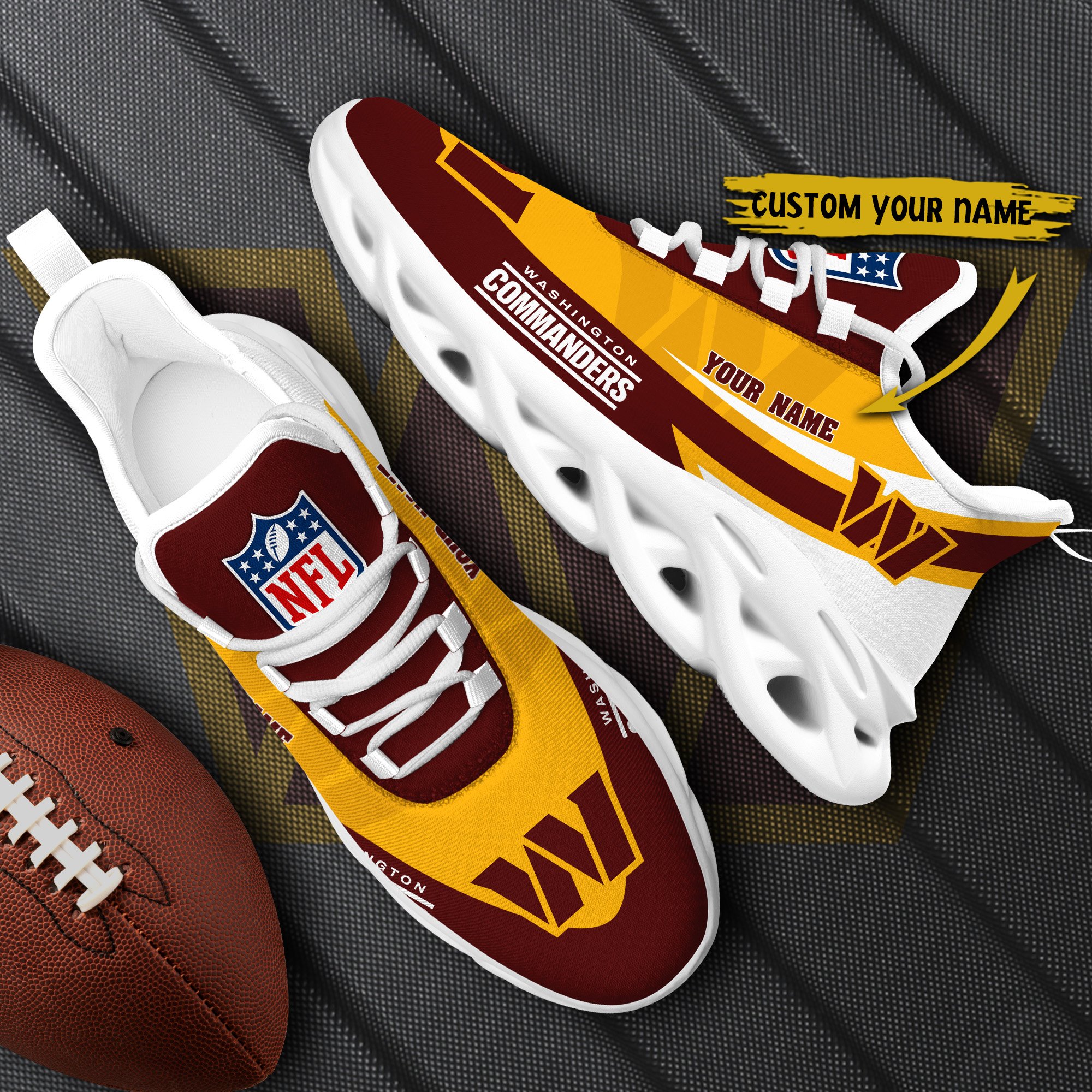 Washington Commanders White Max Soul Shoes 2025 Versions Custom Your Name, Sports Gift For Fan, Sport Gifts PH410