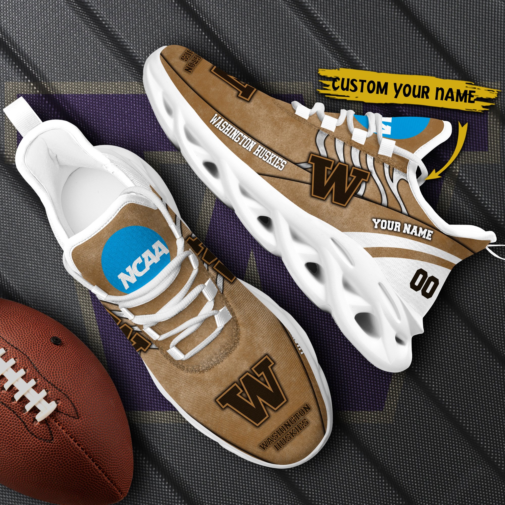 Washington Huskies Black Max Soul Shoes 2025 Versions Custom Your Name And Number 312