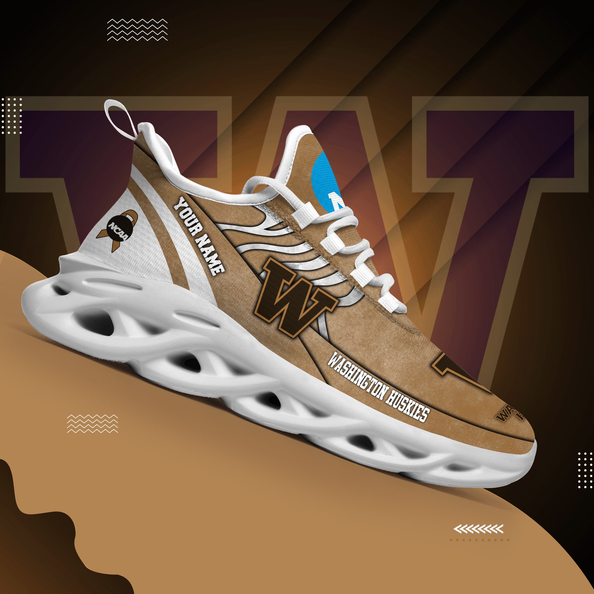 Washington Huskies Black Max Soul Shoes 2025 Versions Custom Your Name And Number 312