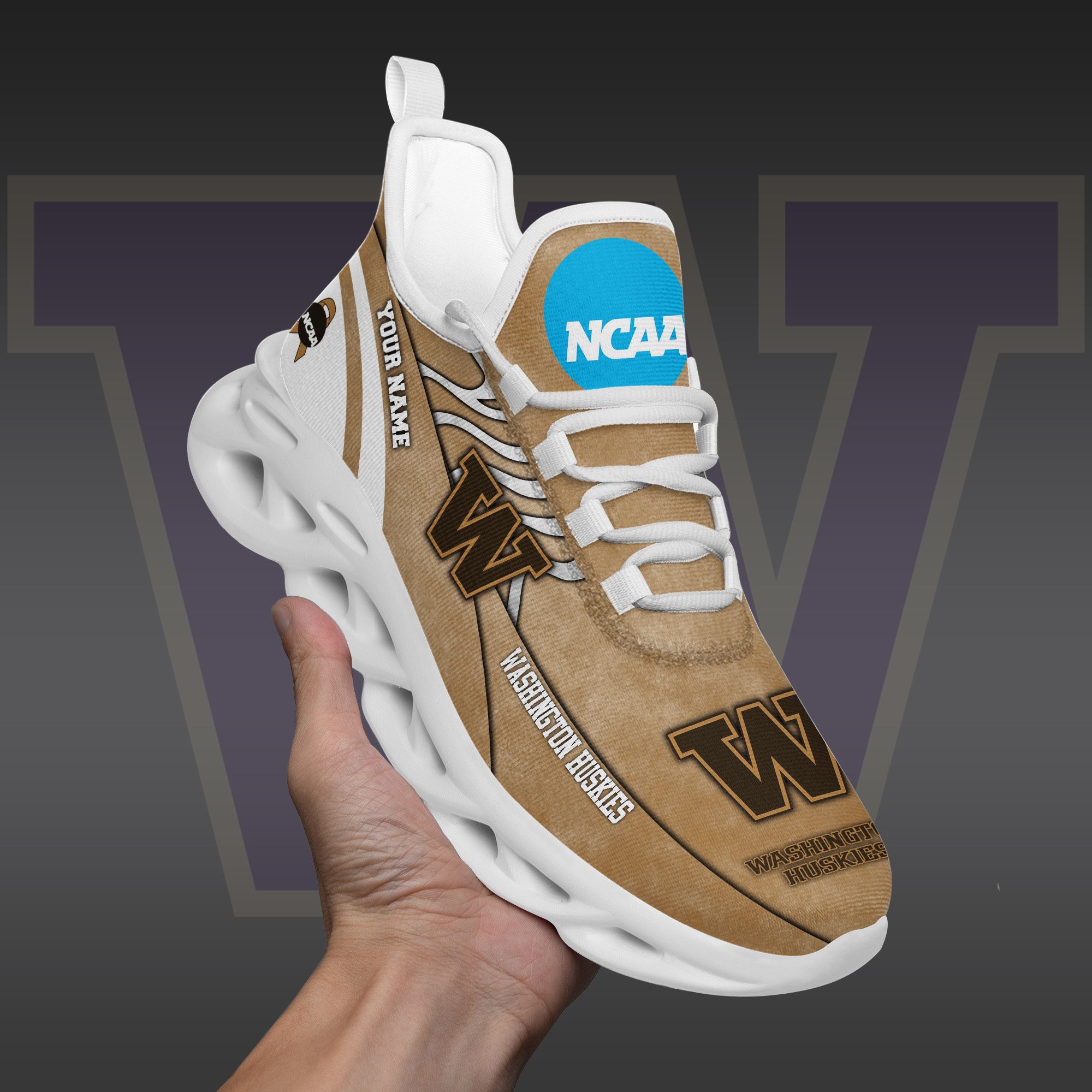 Washington Huskies Black Max Soul Shoes 2025 Versions Custom Your Name And Number 312