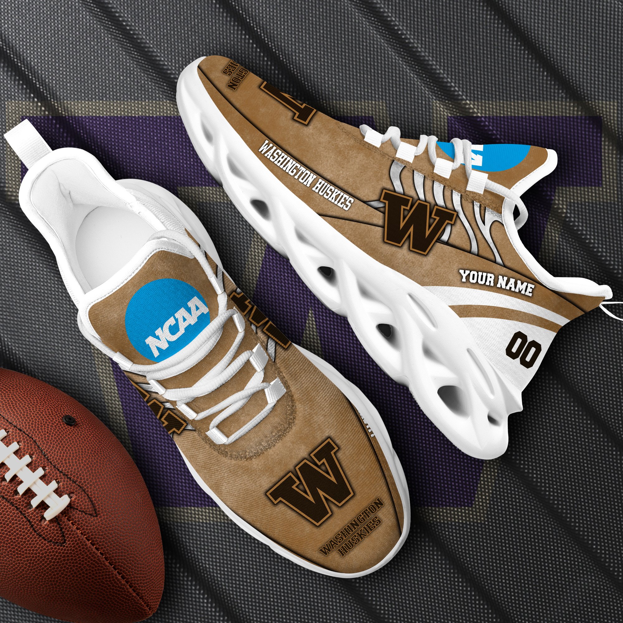 Washington Huskies Black Max Soul Shoes 2025 Versions Custom Your Name And Number 312