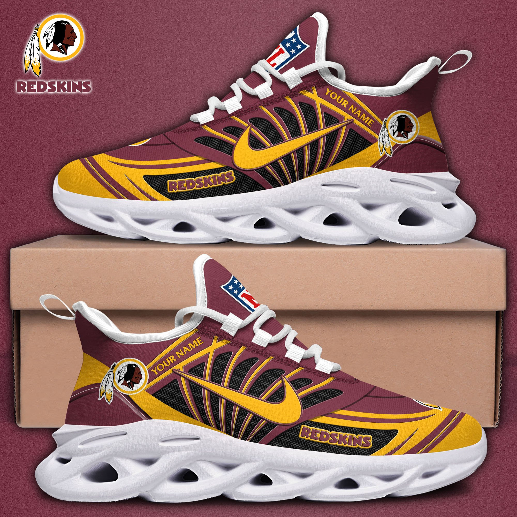 Washington Redskins Black Max Soul Shoes 2025 Versions Custom Name 898
