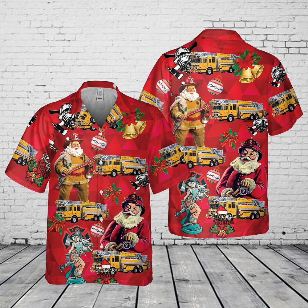 West Grove Fire Company Station 22 Christmas Pocket Hawaiian Shirt, Xmas Hawaiian Shirts, Christmas Aloha Shirts