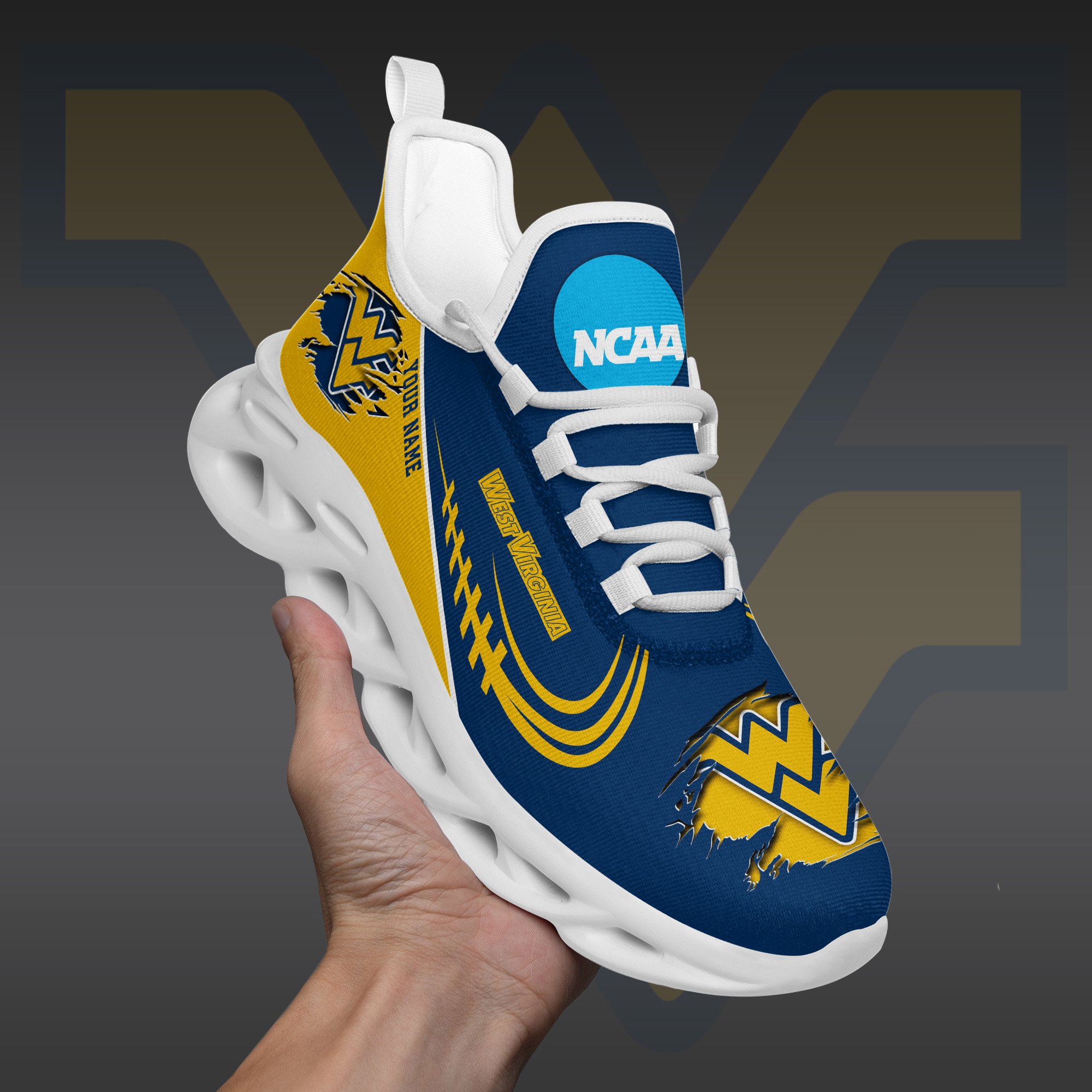West Virginia Mountaineers Black Max Soul Shoes 2025 Versions Custom Name 016