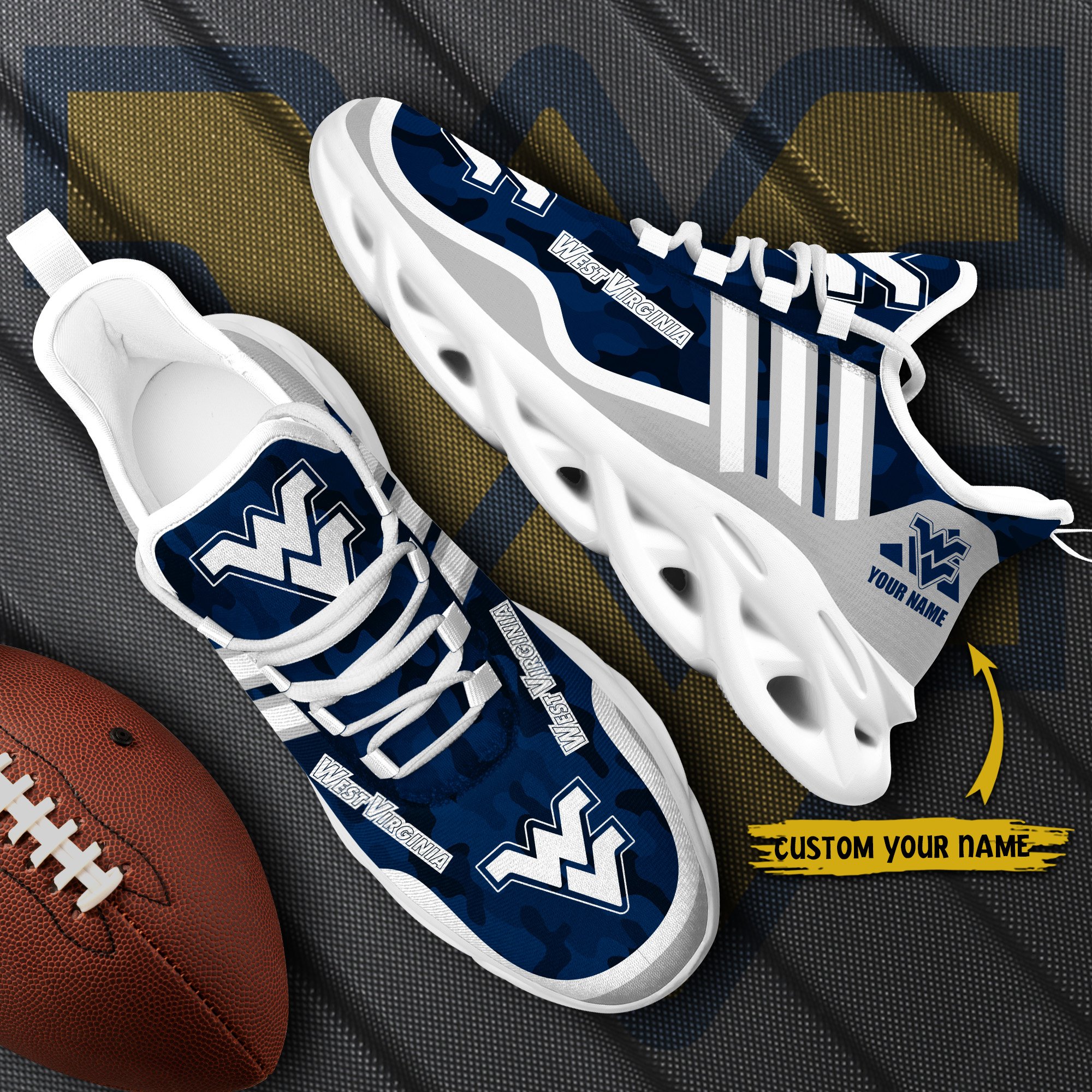 West Virginia Mountaineers Black Max Soul Shoes 2025 Versions Custom Name 466