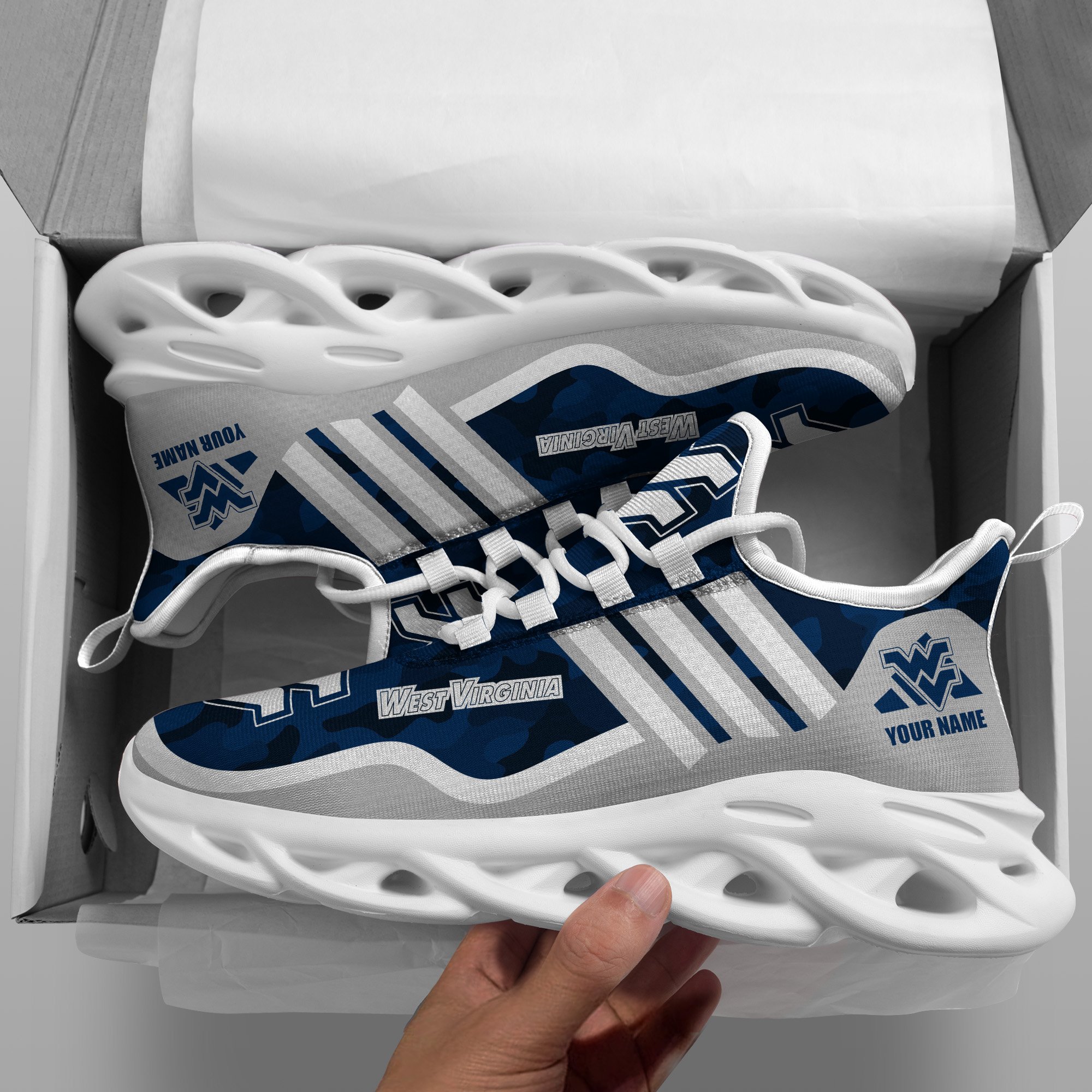 West Virginia Mountaineers Black Max Soul Shoes 2025 Versions Custom Name 466