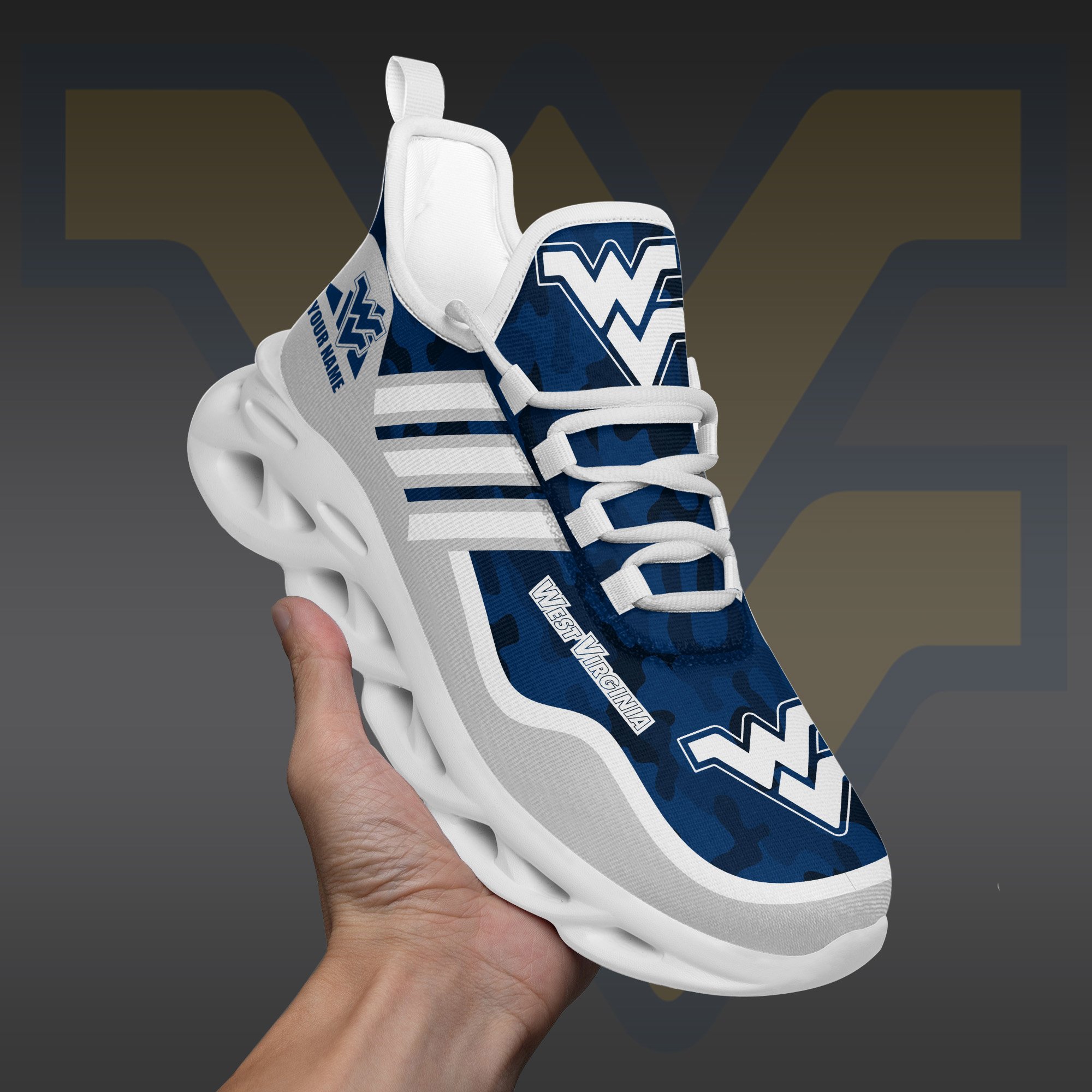 West Virginia Mountaineers Black Max Soul Shoes 2025 Versions Custom Name 466
