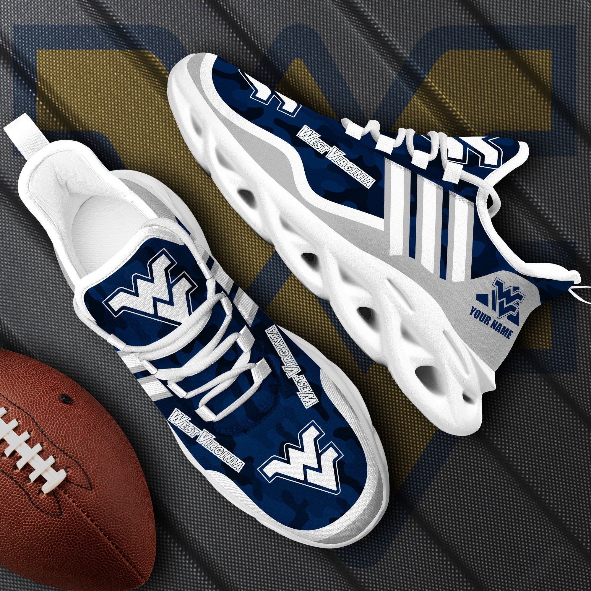 West Virginia Mountaineers Black Max Soul Shoes 2025 Versions Custom Name 466
