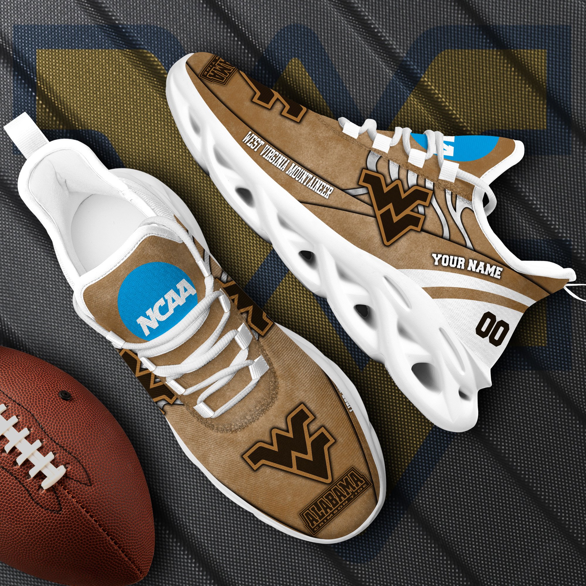 West Virginia Mountaineers Black Max Soul Shoes 2025 Versions Custom Your Name And Number 312