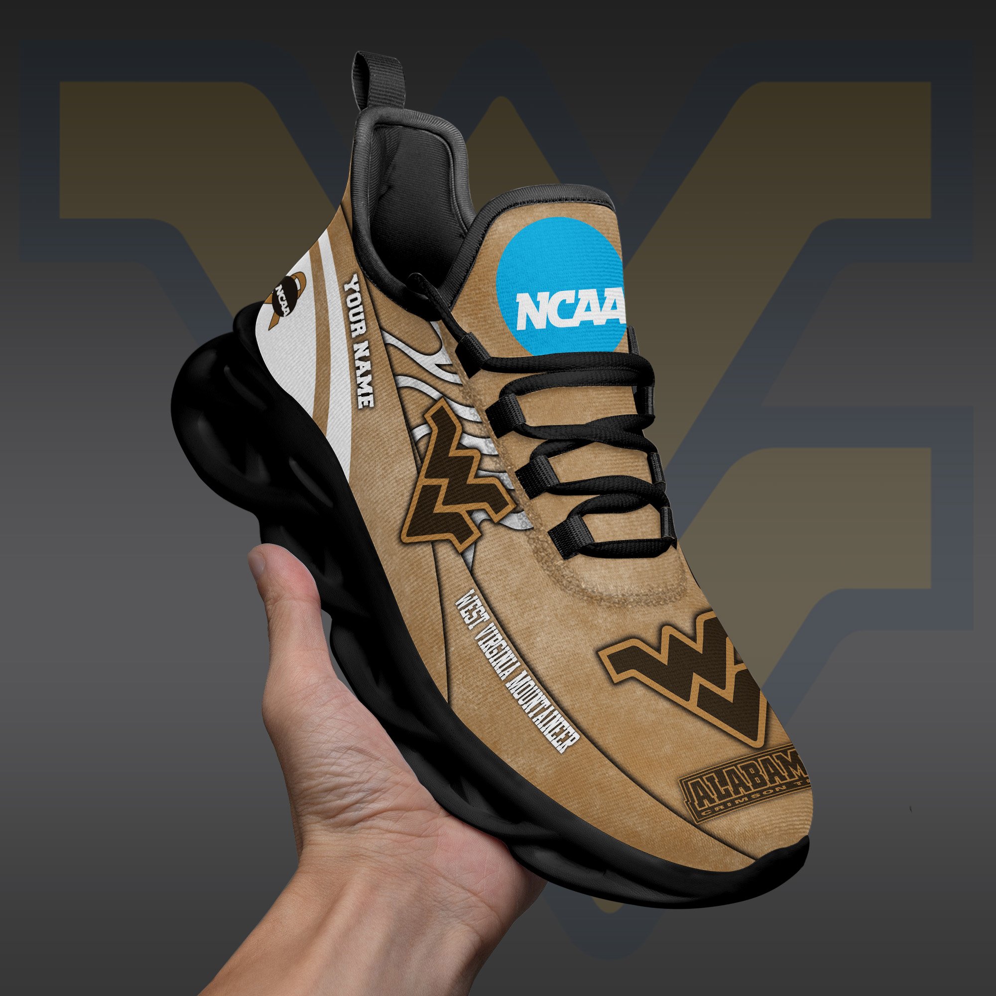West Virginia Mountaineers Black Max Soul Shoes 2025 Versions Custom Your Name And Number 312