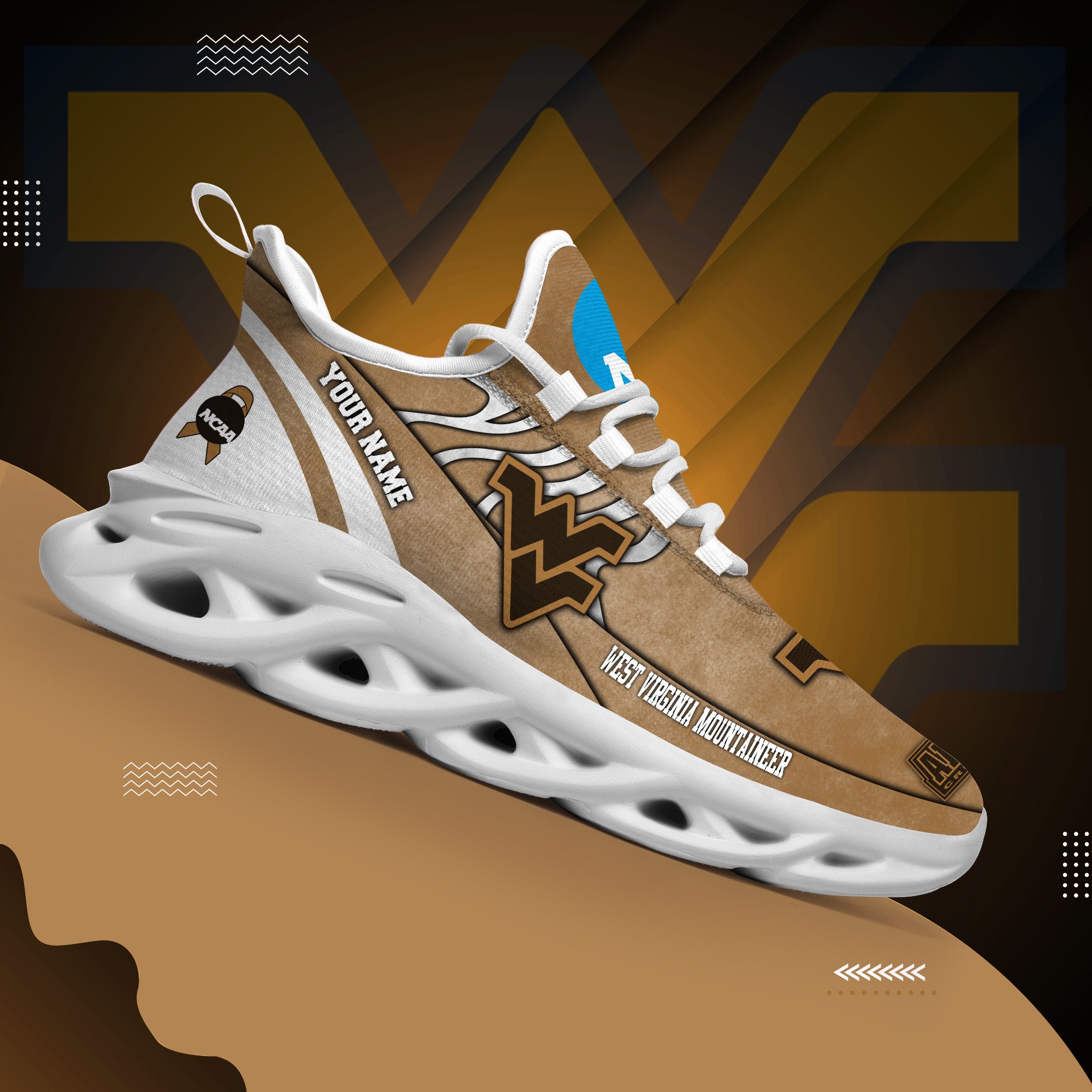 West Virginia Mountaineers Black Max Soul Shoes 2025 Versions Custom Your Name And Number 312