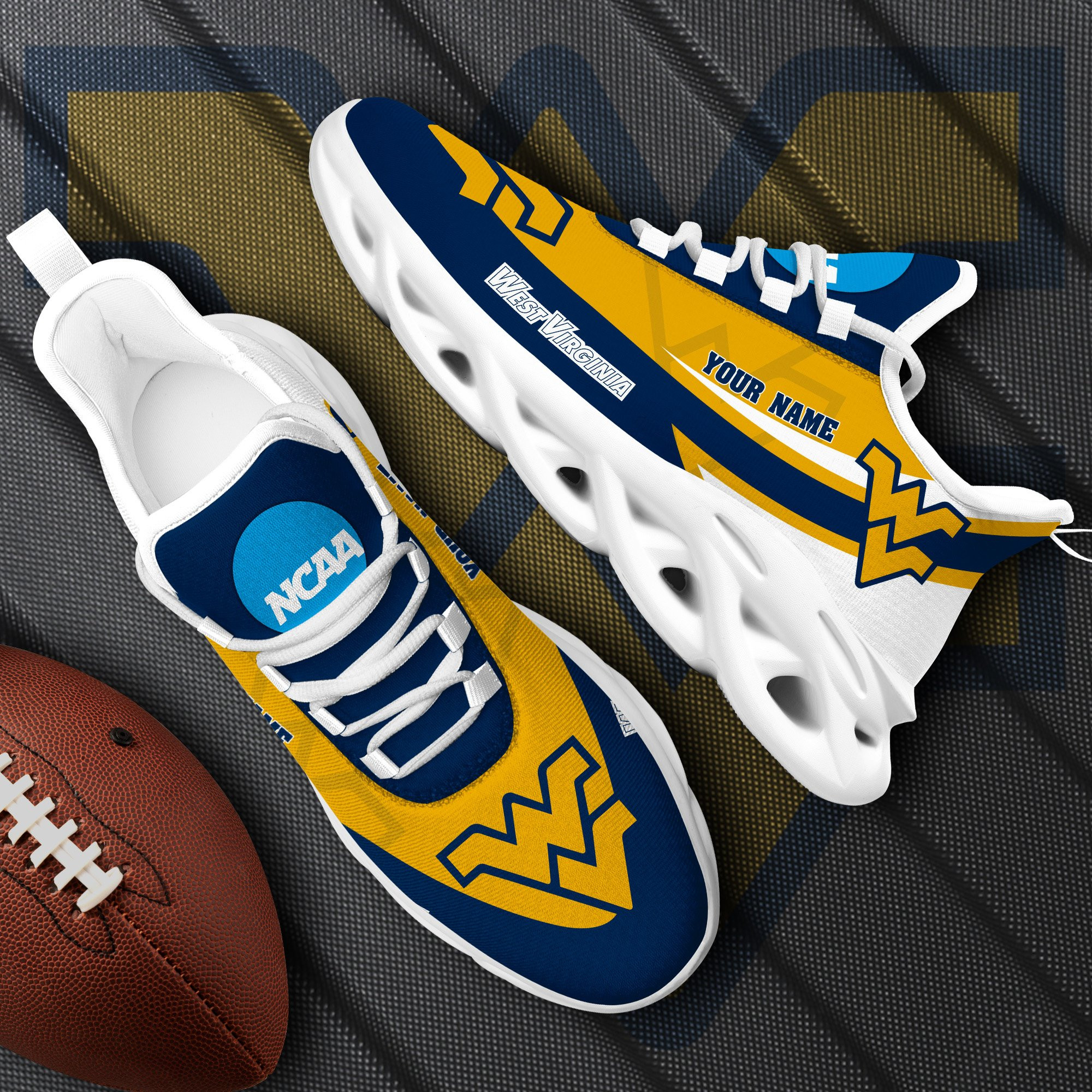 West Virginia Mountaineers White Max Soul Shoes 2025 Versions Custom Your Name, Sports Gift For Fan PH019