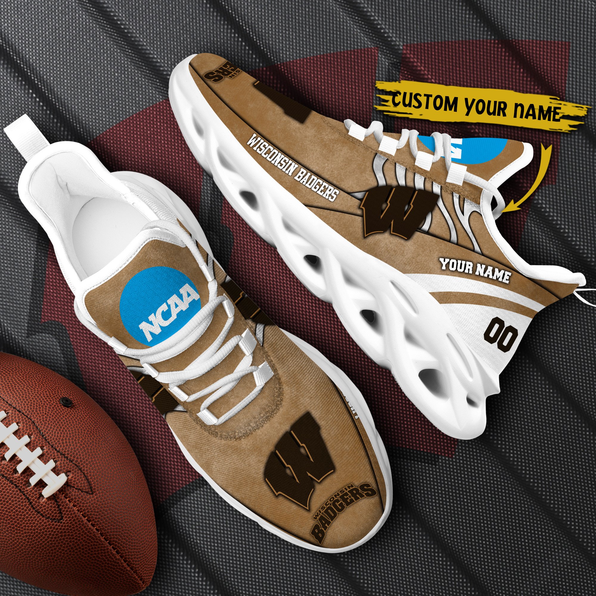 Wisconsin Badgers Black Max Soul Shoes 2025 Versions Custom Your Name And Number 312