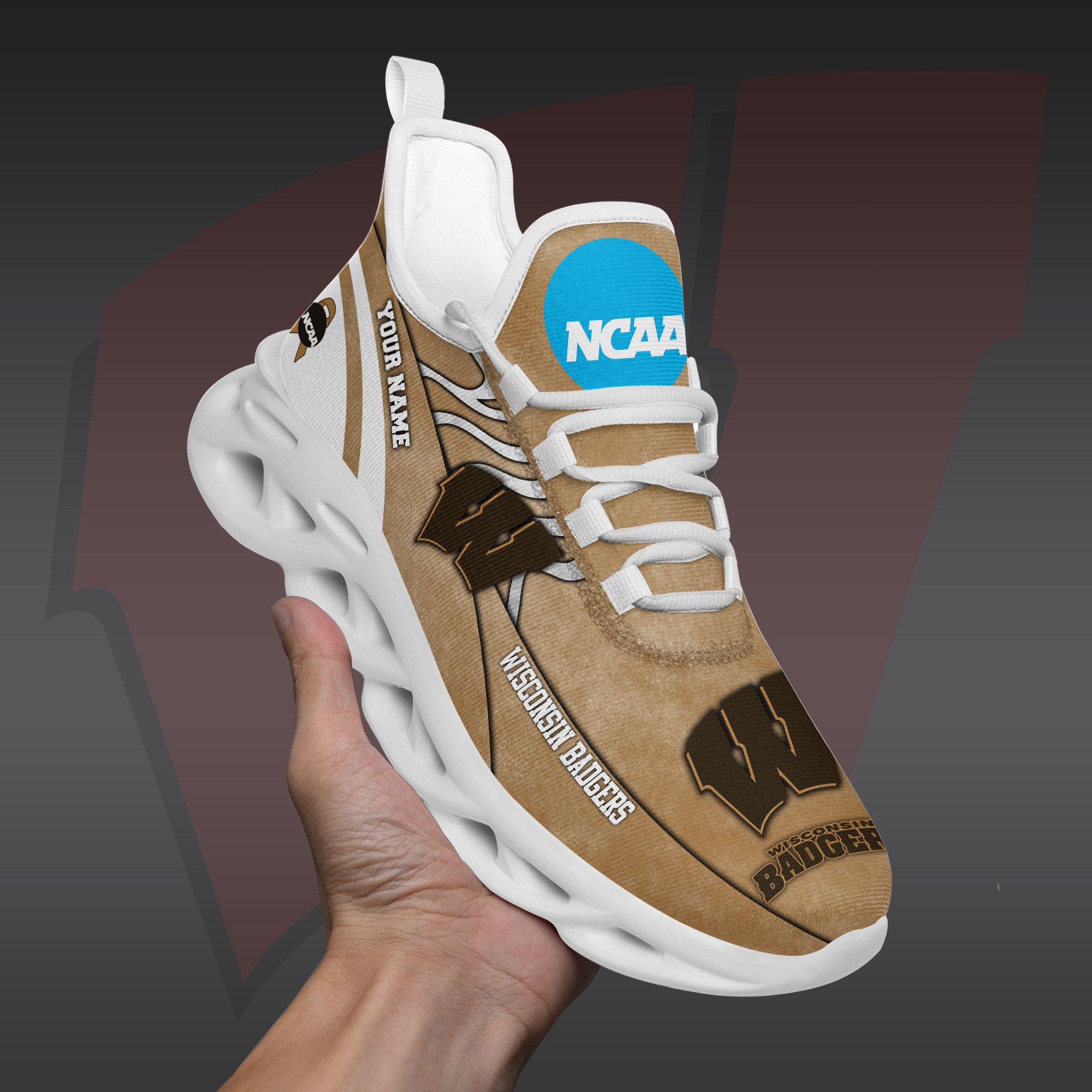 Wisconsin Badgers Black Max Soul Shoes 2025 Versions Custom Your Name And Number 312