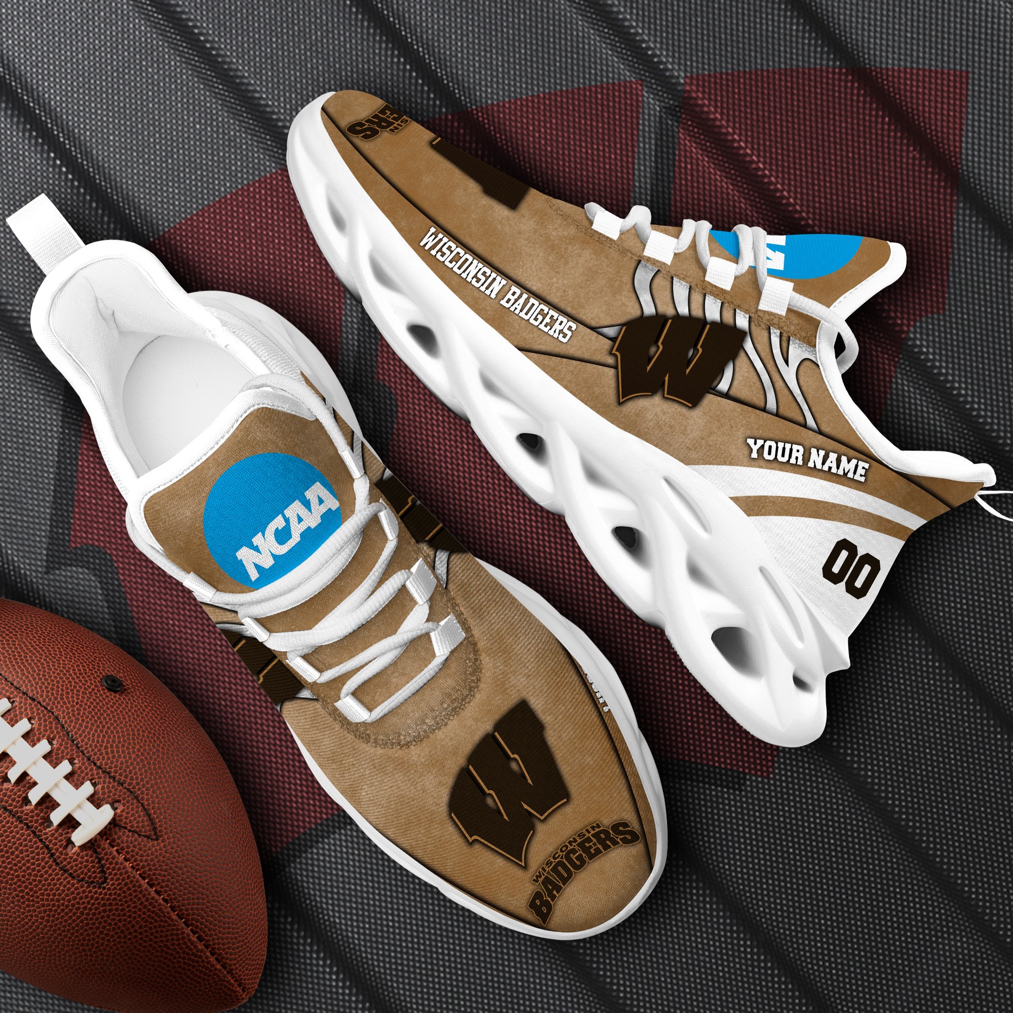 Wisconsin Badgers Black Max Soul Shoes 2025 Versions Custom Your Name And Number 312