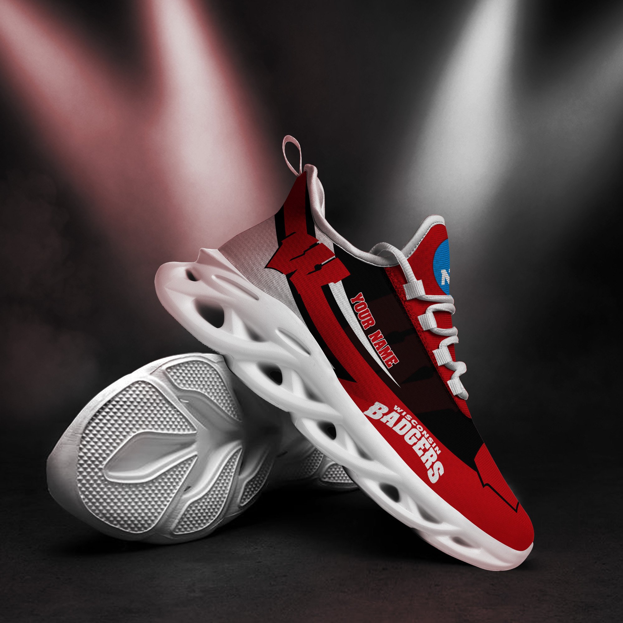 Wisconsin Badgers White Max Soul Shoes 2025 Versions Custom Your Name, Sports Gift For Fan PH019