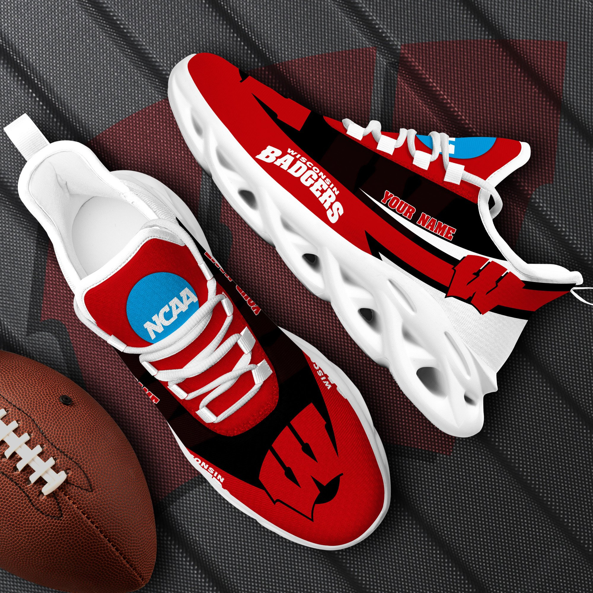 Wisconsin Badgers White Max Soul Shoes 2025 Versions Custom Your Name, Sports Gift For Fan PH019