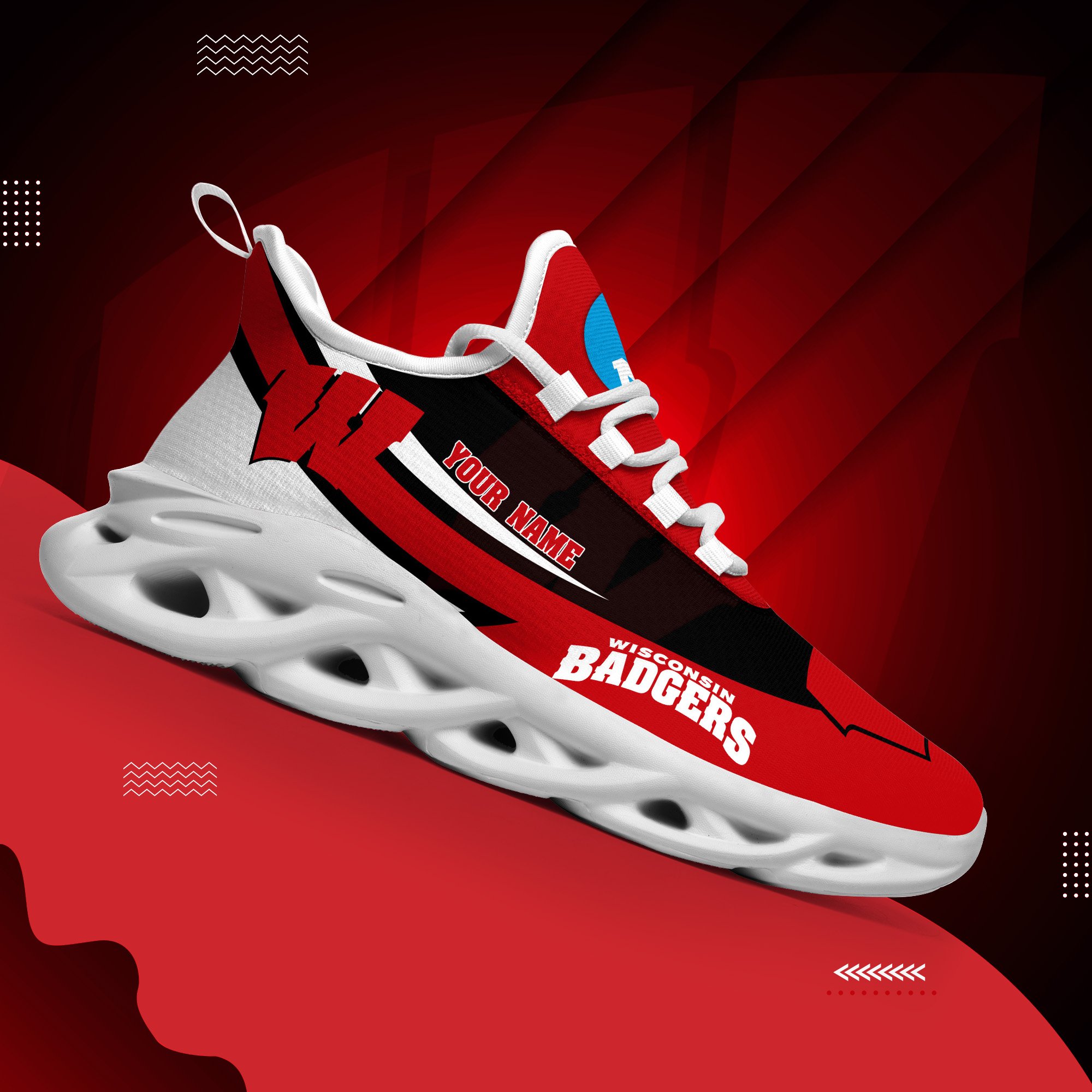 Wisconsin Badgers White Max Soul Shoes 2025 Versions Custom Your Name, Sports Gift For Fan PH019